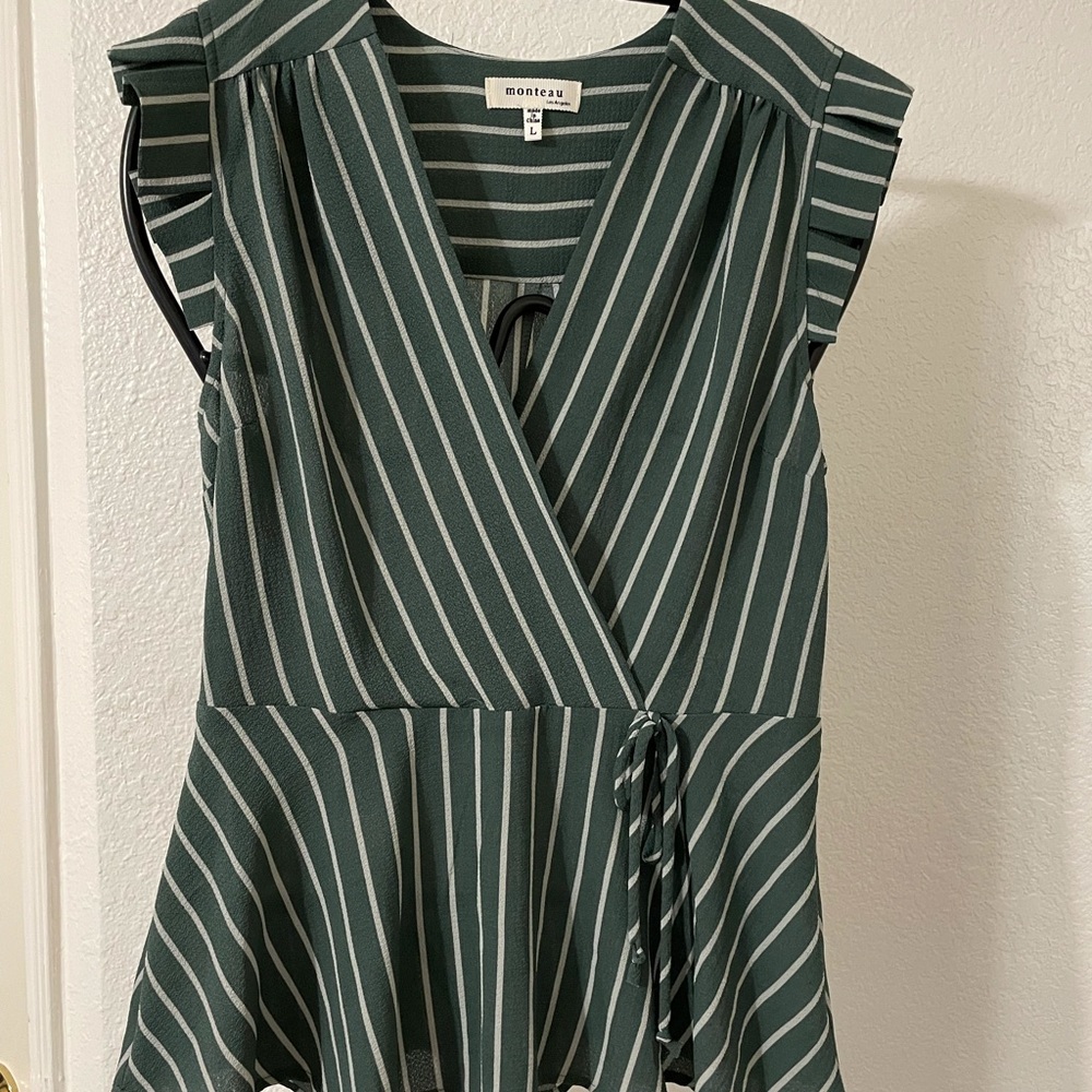 Ladies Sage Green Wrap Top